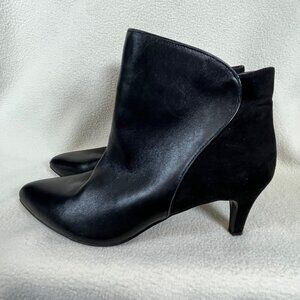 Alfani Womens Harpper Black Leather and Suede Ankle Side Zipper Booties Shoes 10